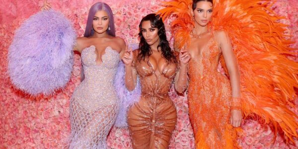 Kim Kardashian poses with Kylie and Kendall Jenner
